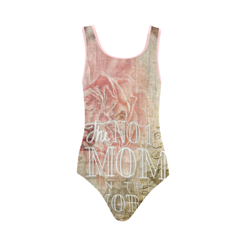 Vintage carnations for the best mom Vest One Piece Swimsuit (Model S04)