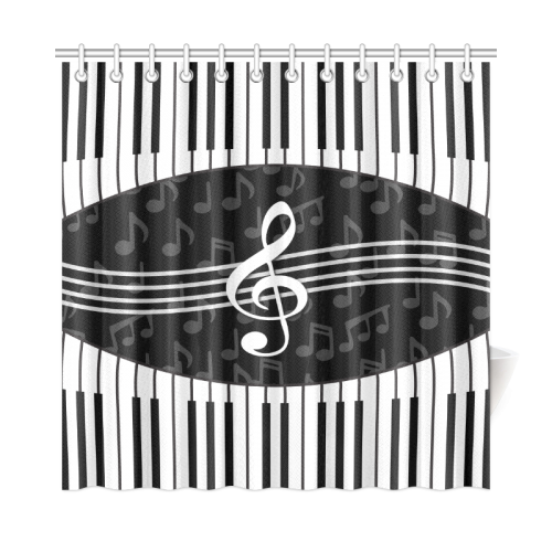 Stylish Music Piano Keys and Treble Clef Shower Curtain 72"x72"