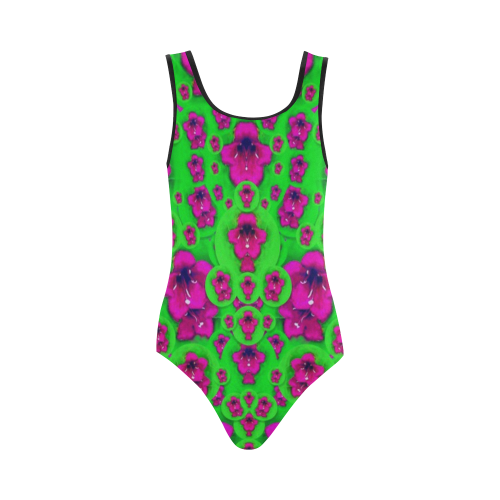 Fantasy Valentine in floral love and peace time Vest One Piece Swimsuit (Model S04)