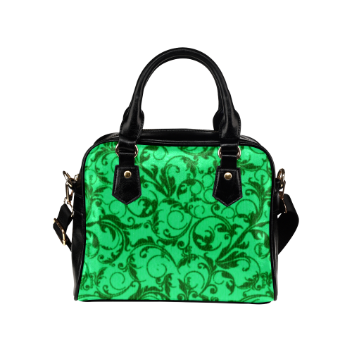 Vintage Swirls Green Shoulder Handbag (Model 1634)