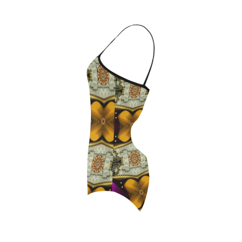 Contemplative floral and pearls Strap Swimsuit ( Model S05)