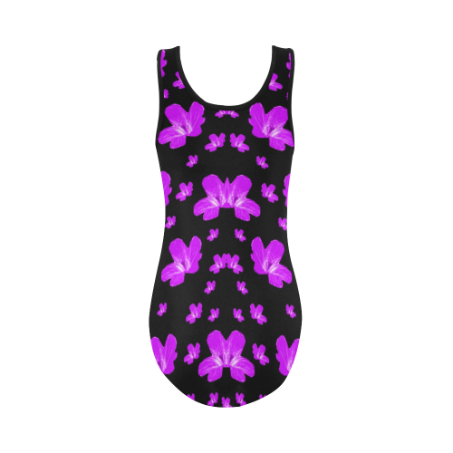 Pretty flowers in purple Vest One Piece Swimsuit (Model S04)