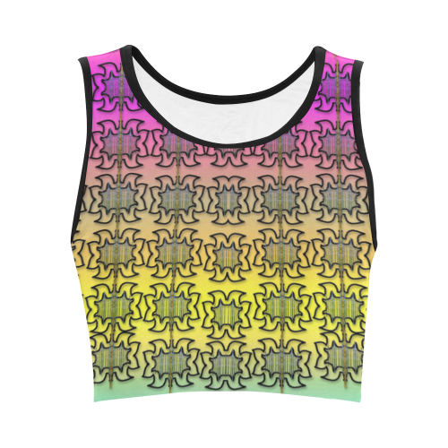 Butterflyes and decorative flowers reach the sky Women's Crop Top (Model T42)