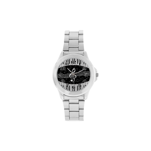 Stylish Music Piano Keys and Treble Clef Unisex Stainless Steel Watch(Model 103)