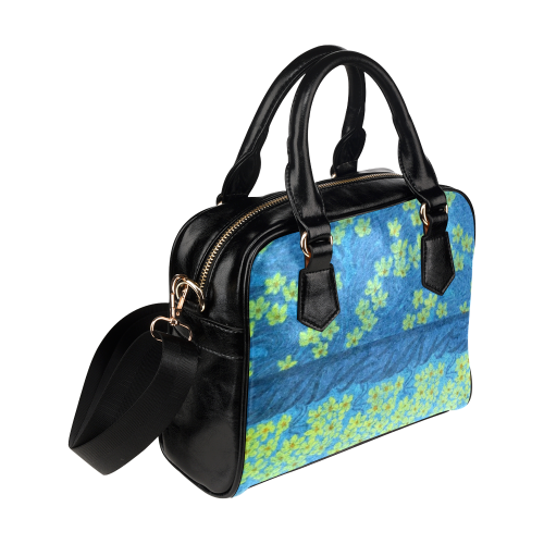 Vintage Floral Blue Shoulder Handbag (Model 1634)