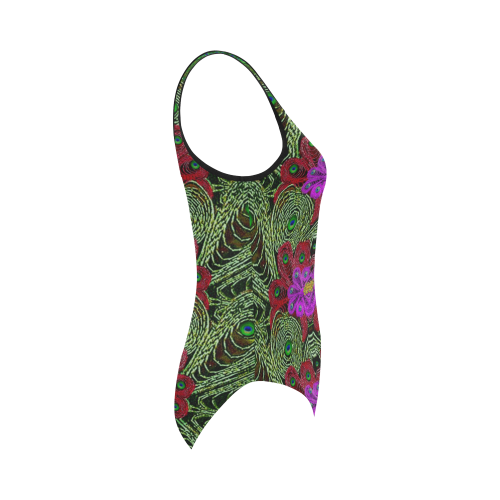 Metal Peacock In paradise Land Vest One Piece Swimsuit (Model S04)