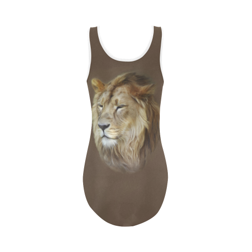 A magnificent painting Lion portrait Vest One Piece Swimsuit (Model S04)