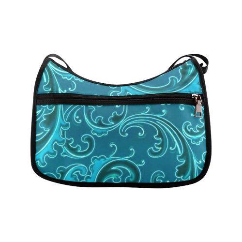 Vintage Swirls Curlicue Teal Turquoise Peacock Crossbody Bags (Model 1616)