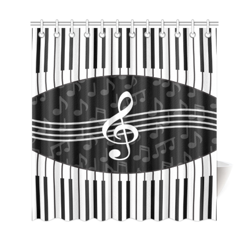 Stylish Music Piano Keys and Treble Clef Shower Curtain 69"x72"
