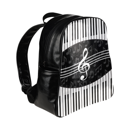 Stylish Music Piano Keys and Treble Clef Multi-Pockets Backpack (Model 1636)