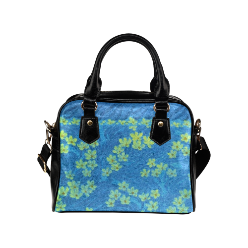Vintage Floral Blue Shoulder Handbag (Model 1634)