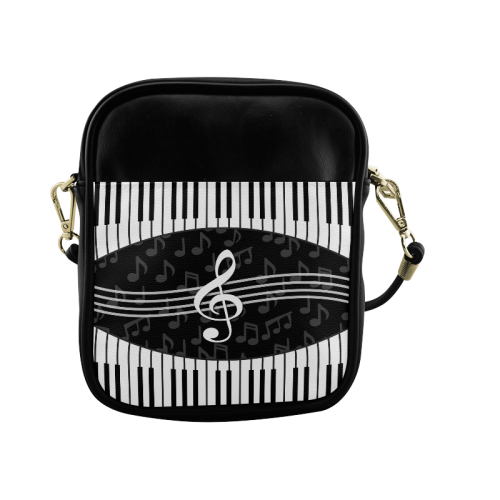 Stylish Music Piano Keys and Treble Clef Sling Bag (Model 1627)