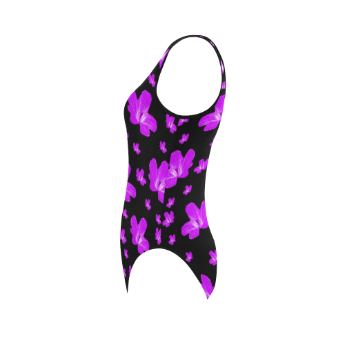 Pretty flowers in purple Vest One Piece Swimsuit (Model S04)