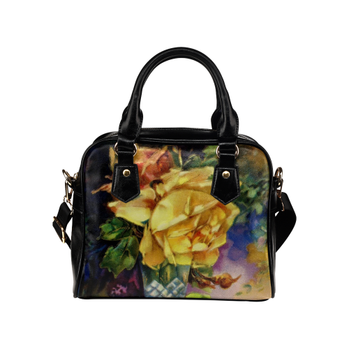 Vintage Vase and Yellow Roses Shoulder Handbag (Model 1634)