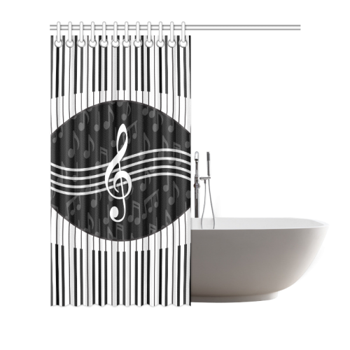Stylish Music Piano Keys and Treble Clef Shower Curtain 72"x72"