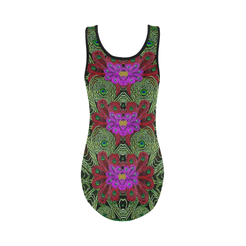 Metal Peacock In paradise Land Vest One Piece Swimsuit (Model S04)