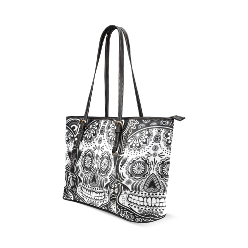 sugar skull Leather Tote Bag/Small (Model 1640)