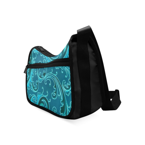 Vintage Swirls Curlicue Teal Turquoise Peacock Crossbody Bags (Model 1616)