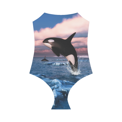 Killer Whales In The Arctic Ocean Strap Swimsuit ( Model S05)