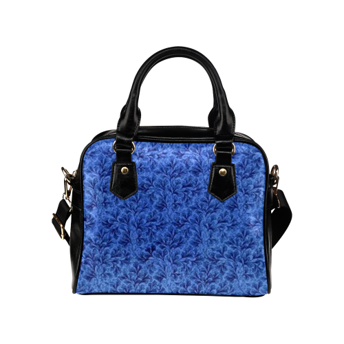 Vintage Floral Lace Leaf Sapphire Blue Shoulder Handbag (Model 1634)