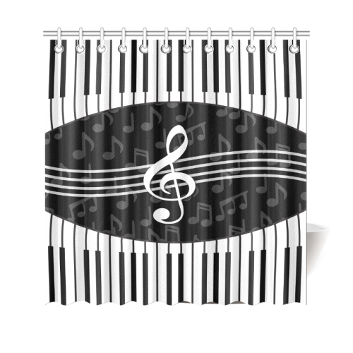 Stylish Music Piano Keys and Treble Clef Shower Curtain 69"x70"