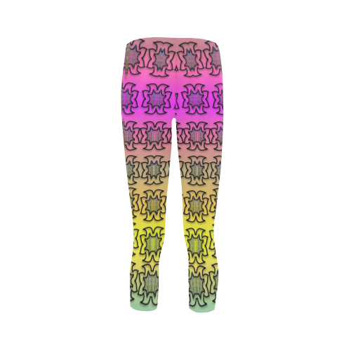 Butterflyes and decorative flowers reach the sky Capri Legging (Model L02)
