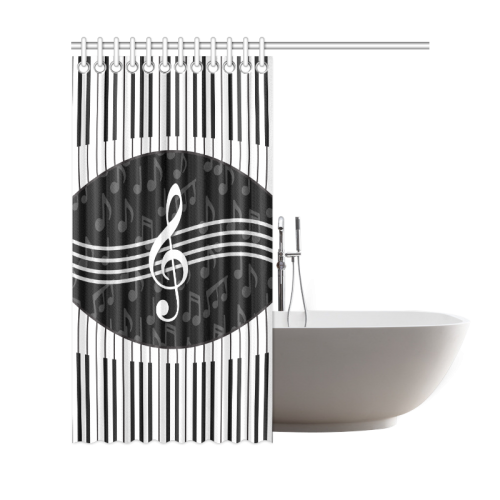 Stylish Music Piano Keys and Treble Clef Shower Curtain 69"x72"