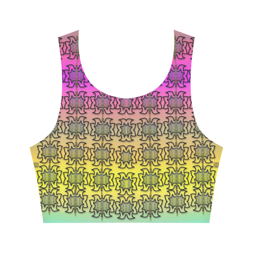 Butterflyes and decorative flowers reach the sky Women's Crop Top (Model T42)