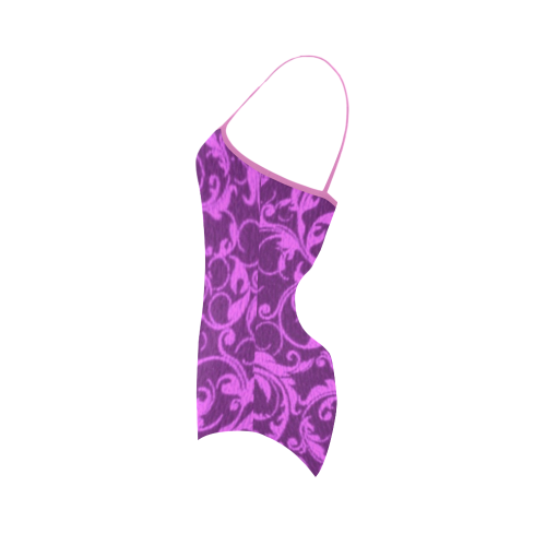 Vintage Swirls Winterberry Orchid Purple Strap Swimsuit ( Model S05)