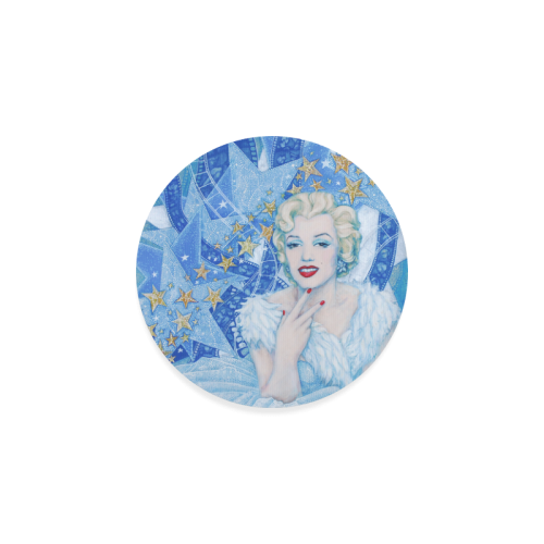 Marilyn Monroe, Old Hollywood, celebrity portrait, fine art, acrylic painting, blue shades Round Coaster