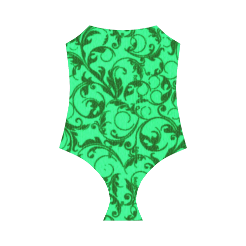 Vintage Swirls Green Strap Swimsuit ( Model S05)
