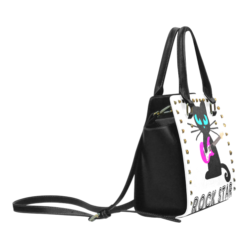 rock_star_cat_rivetshoulderbag Rivet Shoulder Handbag (Model 1645)