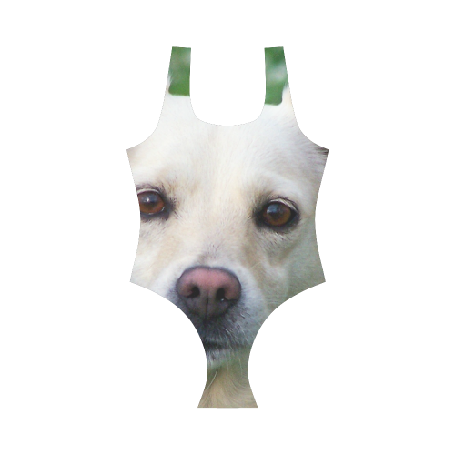 Dog face close-up Vest One Piece Swimsuit (Model S04)