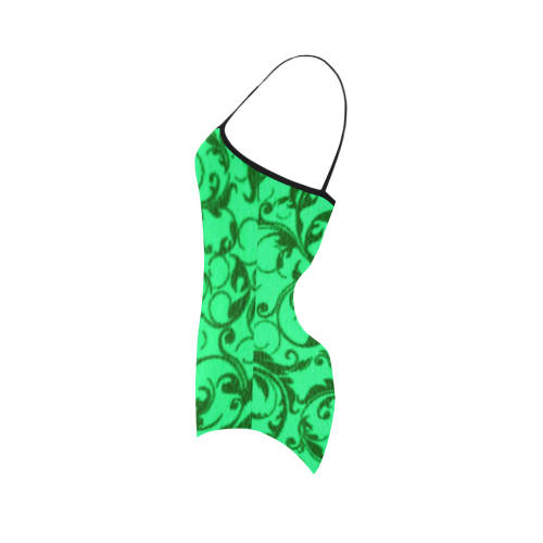 Vintage Swirls Green Strap Swimsuit ( Model S05)