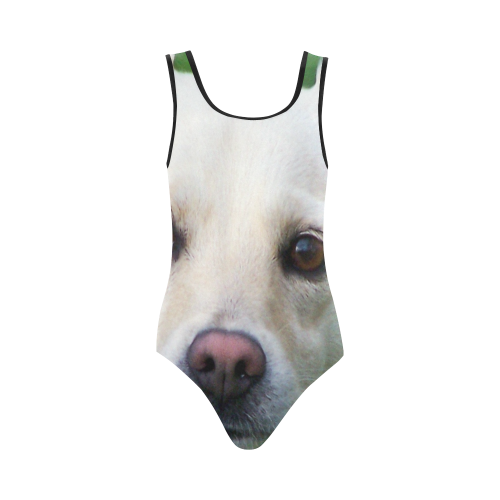 Dog face close-up Vest One Piece Swimsuit (Model S04)