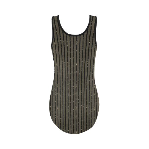 Sepia Glitter Stripe Vest One Piece Swimsuit (Model S04)