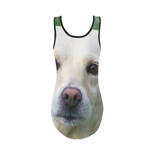 Dog face close-up Vest One Piece Swimsuit (Model S04)