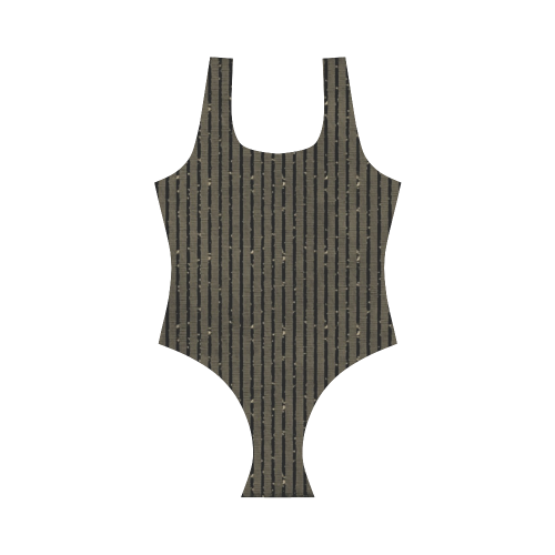 Sepia Glitter Stripe Vest One Piece Swimsuit (Model S04)