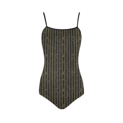 Sepia Glitter Stripe Strap Swimsuit ( Model S05)