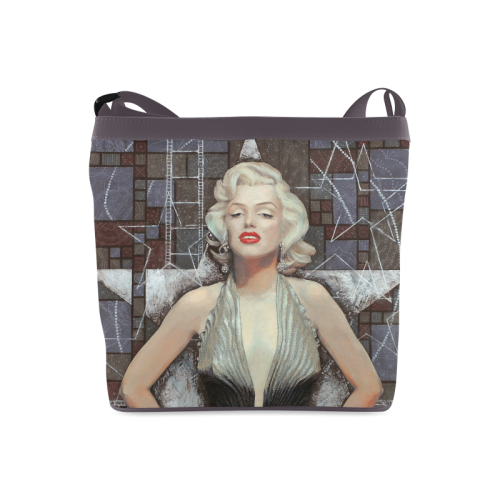 Marilyn Monroe, Movie Star Actress, Old Hollywood, fine art, portrait, brown shades Crossbody Bags (Model 1613)