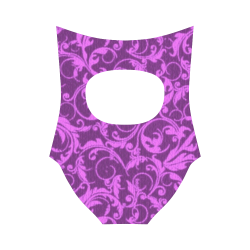 Vintage Swirls Winterberry Orchid Purple Strap Swimsuit ( Model S05)