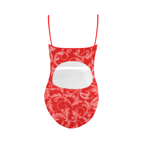 Vintage Swirls Coral Red Strap Swimsuit ( Model S05)