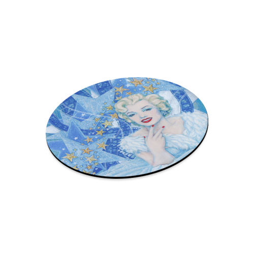 Marilyn Monroe, Old Hollywood, celebrity portrait, fine art, acrylic painting, blue shades Round Mousepad