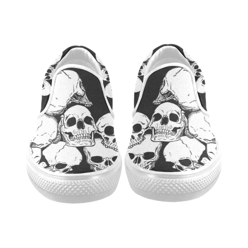 Cool Skull Print Men's Unusual Slip-on Canvas Shoes (Model 019)