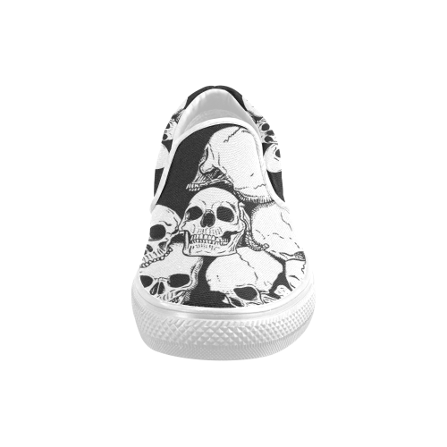 Cool Skull Print Men's Unusual Slip-on Canvas Shoes (Model 019)