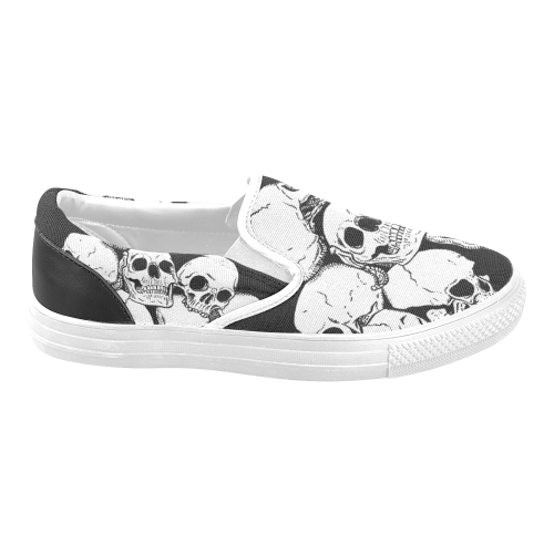 Cool Skull Print Men's Unusual Slip-on Canvas Shoes (Model 019)