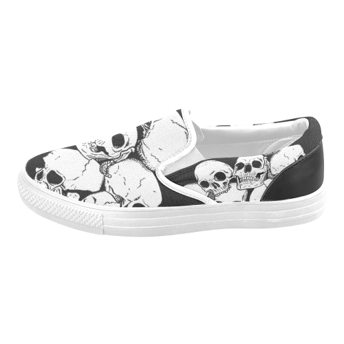 Cool Skull Print Men's Unusual Slip-on Canvas Shoes (Model 019)