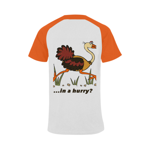 Ostrich, in a Hurry Men's Raglan T-shirt Big Size (USA Size) (Model T11)