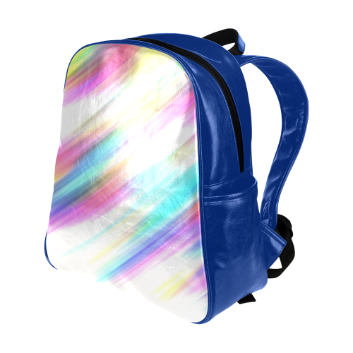 Rainbow Stripe Abstract Multi-Pockets Backpack (Model 1636)