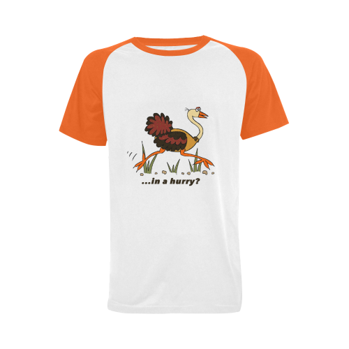 Ostrich, in a Hurry Men's Raglan T-shirt Big Size (USA Size) (Model T11)